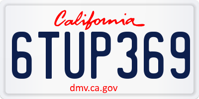 CA license plate 6TUP369
