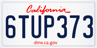 CA license plate 6TUP373