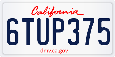 CA license plate 6TUP375