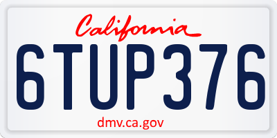 CA license plate 6TUP376