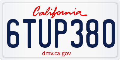 CA license plate 6TUP380