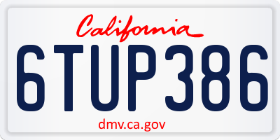 CA license plate 6TUP386