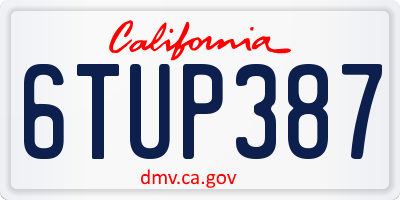 CA license plate 6TUP387