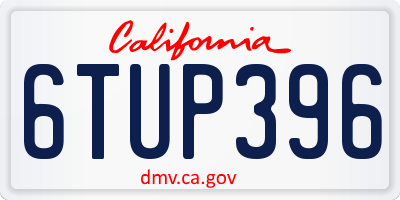 CA license plate 6TUP396