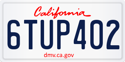 CA license plate 6TUP402