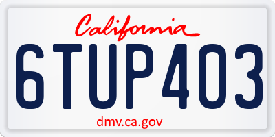 CA license plate 6TUP403