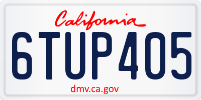 CA license plate 6TUP405