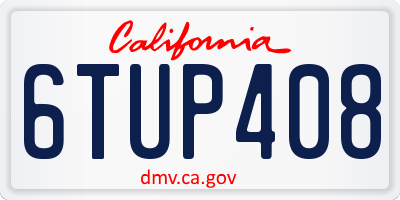 CA license plate 6TUP408
