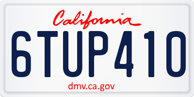 CA license plate 6TUP410