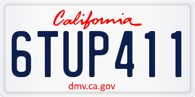 CA license plate 6TUP411