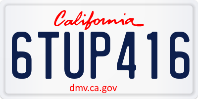 CA license plate 6TUP416