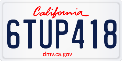 CA license plate 6TUP418