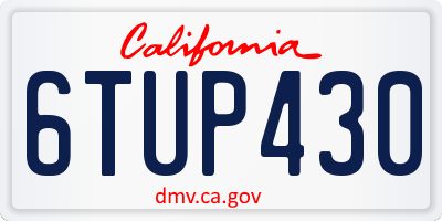 CA license plate 6TUP430