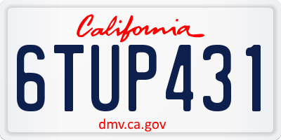 CA license plate 6TUP431