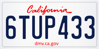 CA license plate 6TUP433