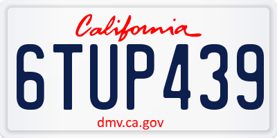 CA license plate 6TUP439