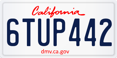 CA license plate 6TUP442