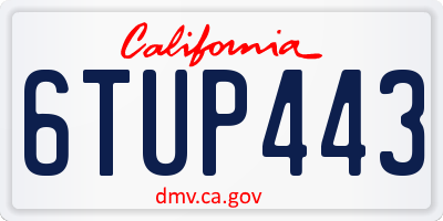 CA license plate 6TUP443