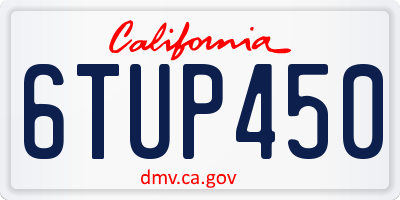 CA license plate 6TUP450