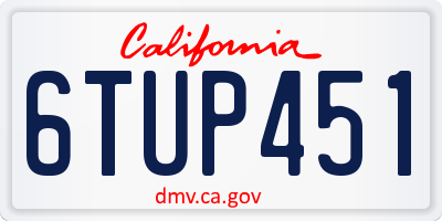 CA license plate 6TUP451