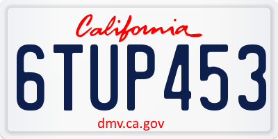 CA license plate 6TUP453