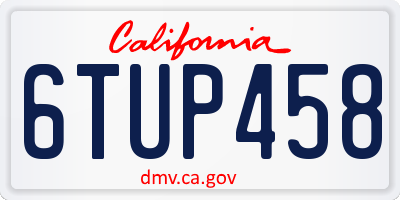 CA license plate 6TUP458