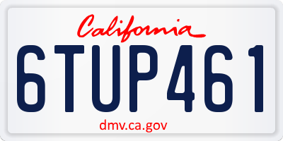CA license plate 6TUP461