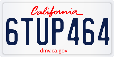 CA license plate 6TUP464