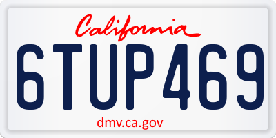 CA license plate 6TUP469
