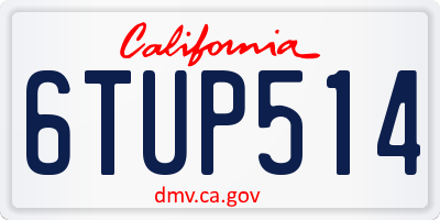 CA license plate 6TUP514