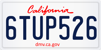 CA license plate 6TUP526