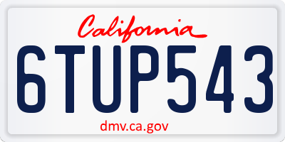 CA license plate 6TUP543