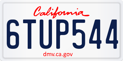 CA license plate 6TUP544