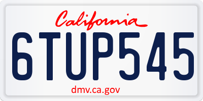 CA license plate 6TUP545