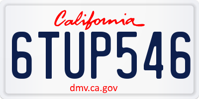 CA license plate 6TUP546