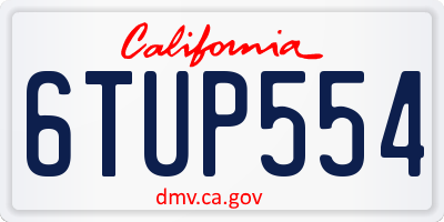 CA license plate 6TUP554