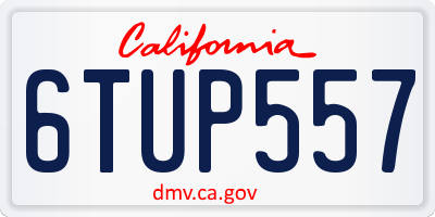 CA license plate 6TUP557