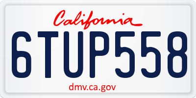 CA license plate 6TUP558