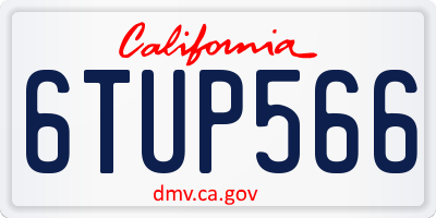 CA license plate 6TUP566