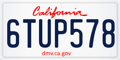 CA license plate 6TUP578