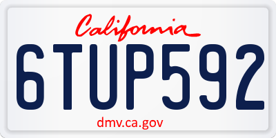 CA license plate 6TUP592