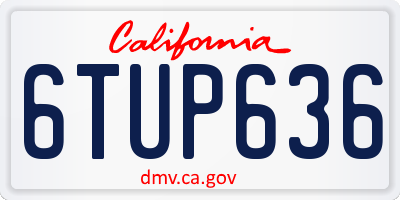 CA license plate 6TUP636