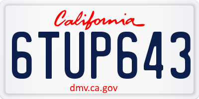 CA license plate 6TUP643