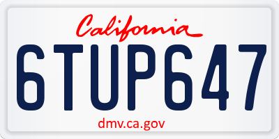 CA license plate 6TUP647