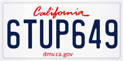 CA license plate 6TUP649