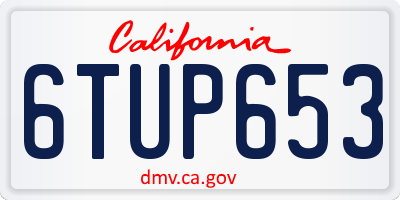 CA license plate 6TUP653
