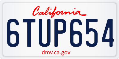 CA license plate 6TUP654