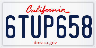 CA license plate 6TUP658