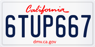 CA license plate 6TUP667