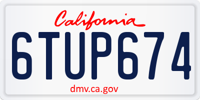 CA license plate 6TUP674